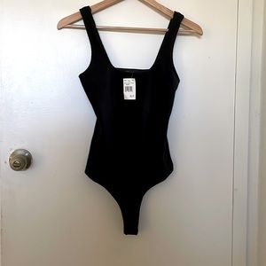 ribbed black velvet bodysuit